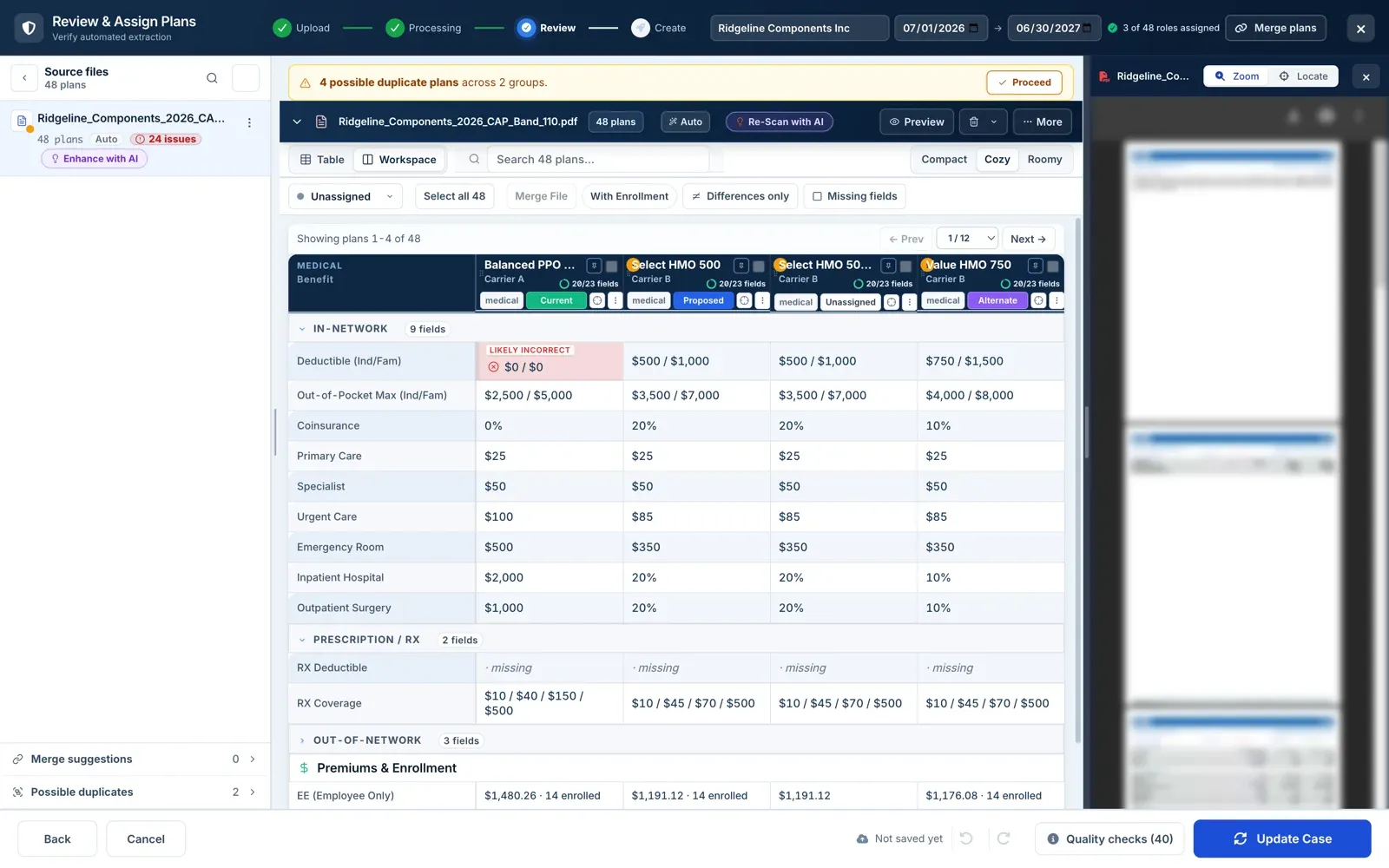 Proposal dashboard preview