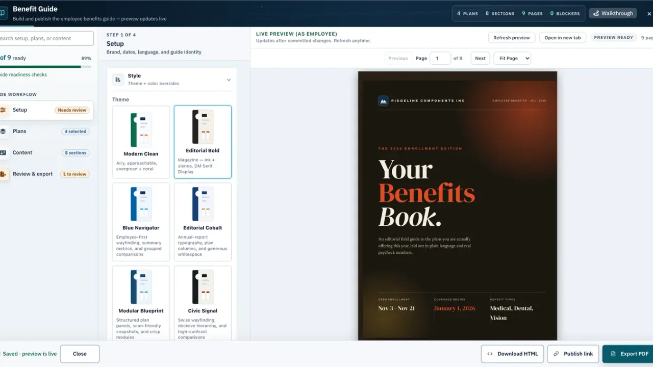 Planlined Benefit Guide builder
